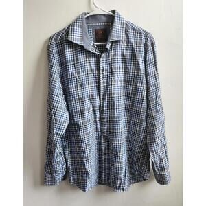 James Tattersall Shirt Mens Large Plaid Button Down Long Sleeve Classic Dress Sh
